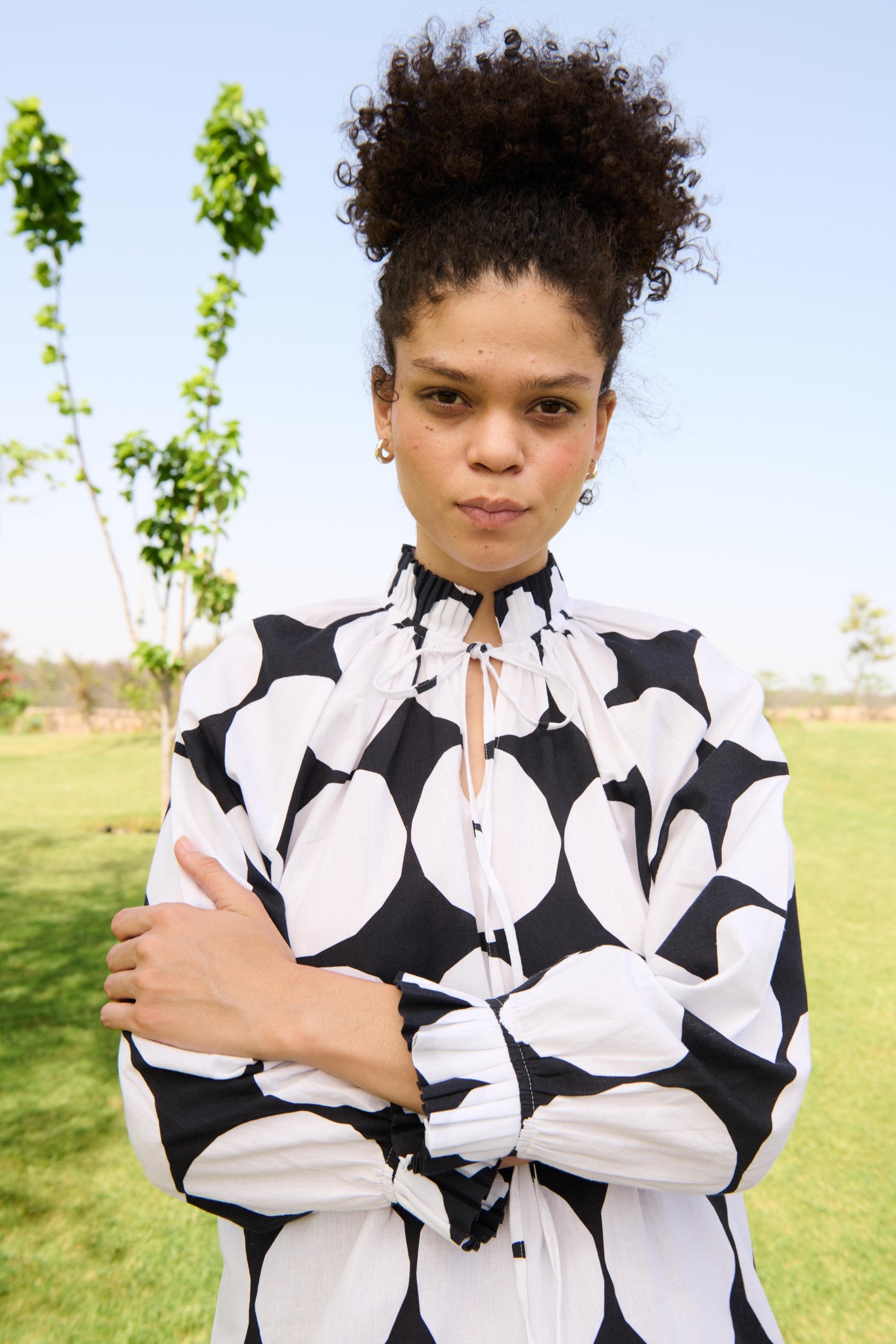 Polka White And Black Daisy Dress