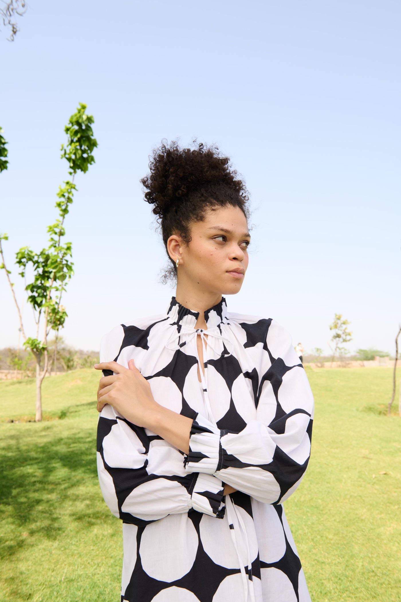 Polka White And Black Daisy Dress