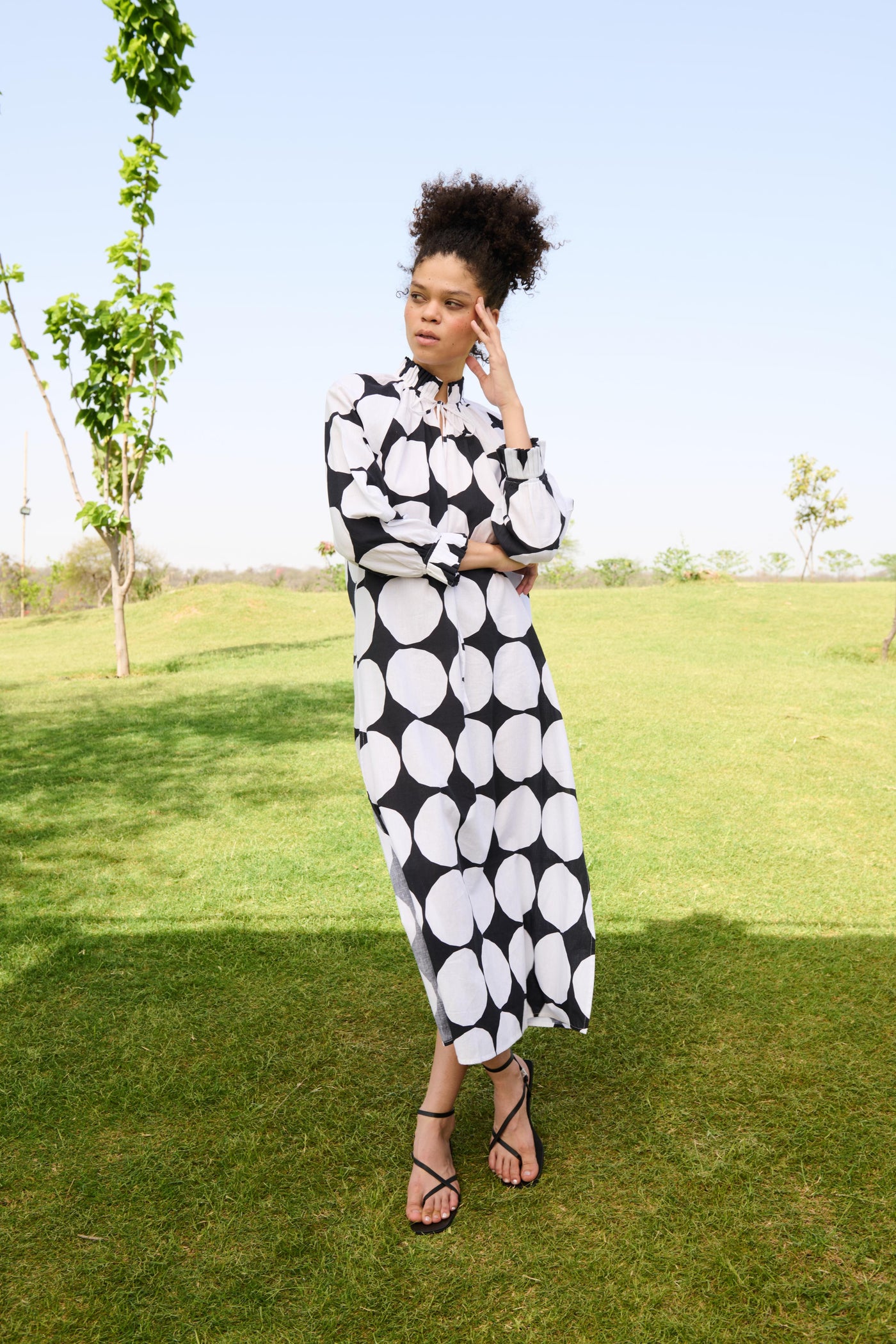 Polka White And Black Daisy Dress
