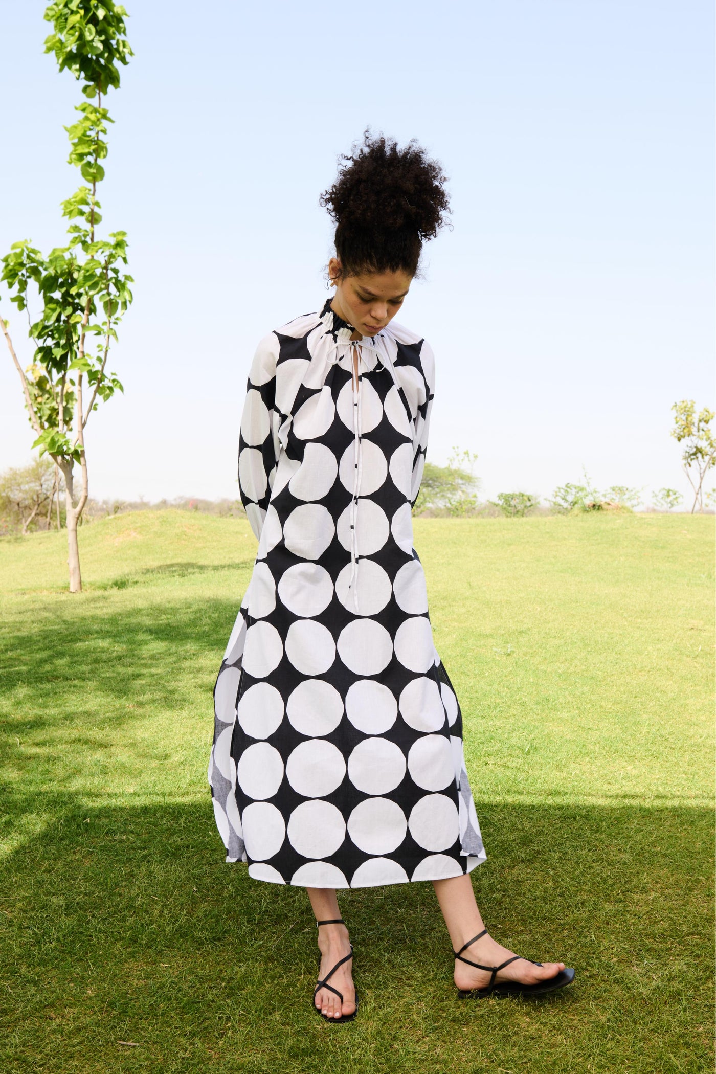 Polka White And Black Daisy Dress