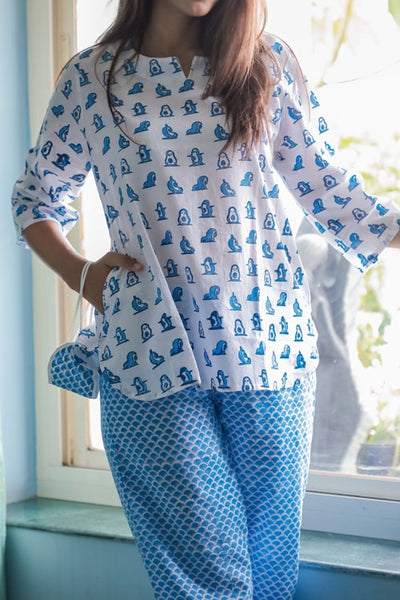 Sootisyahi 'Day Dream' Handblock Printed Cotton NightSuit