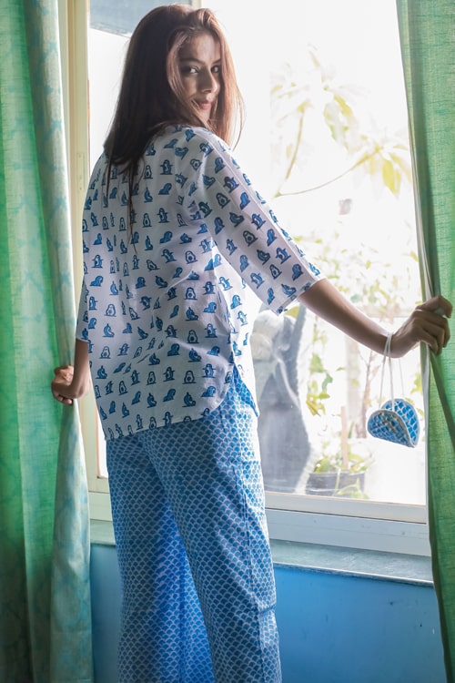 Sootisyahi 'Day Dream' Handblock Printed Cotton NightSuit