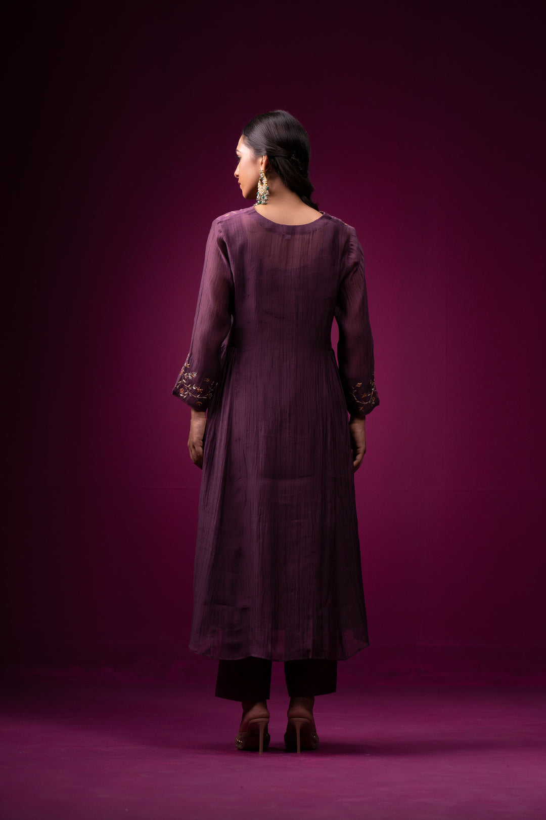 Raatgul Hand Emboidered gathered Kajri kurta set - Set of 2