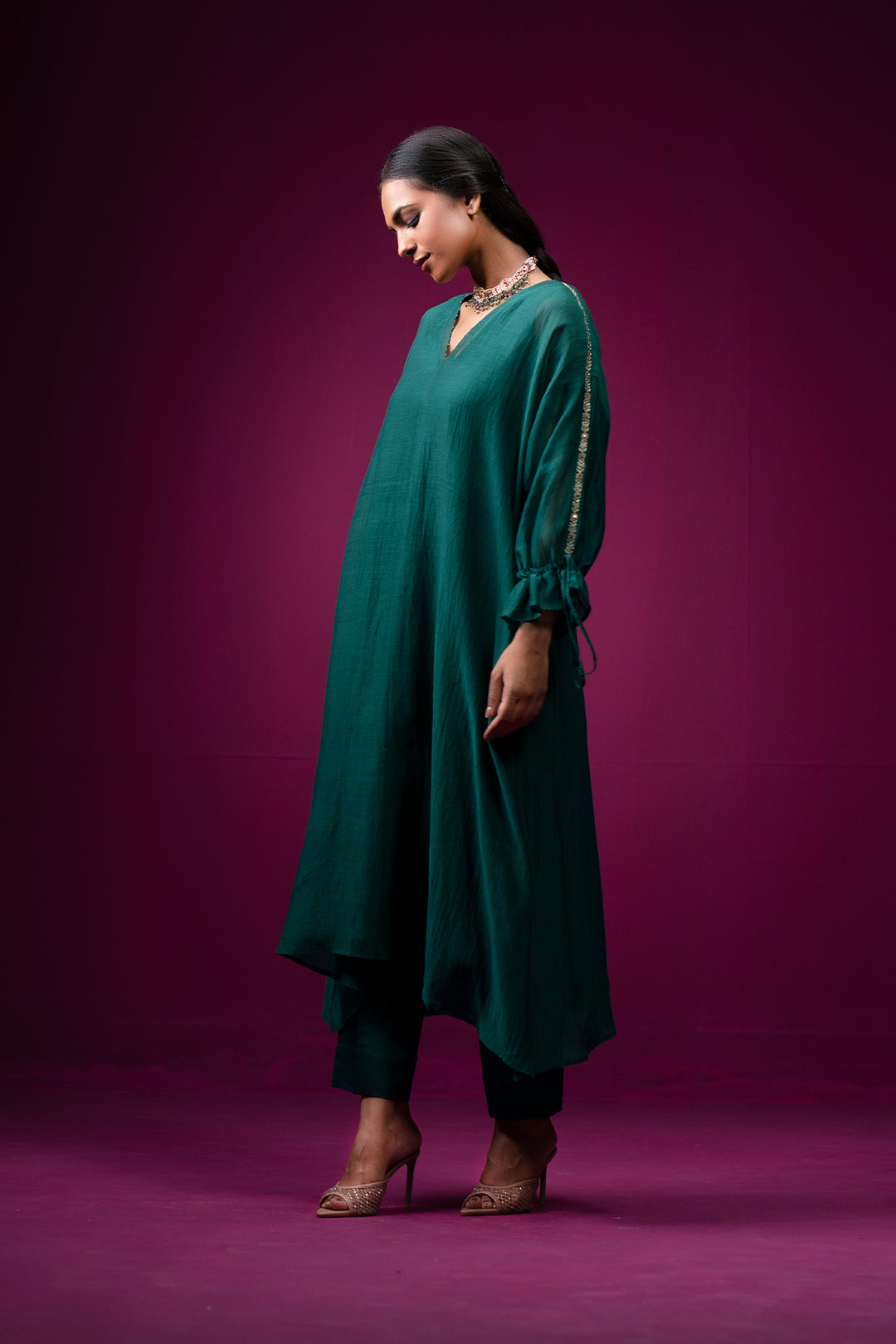 Panna Hand Embroidered Kajri Choga Set - Set of 2