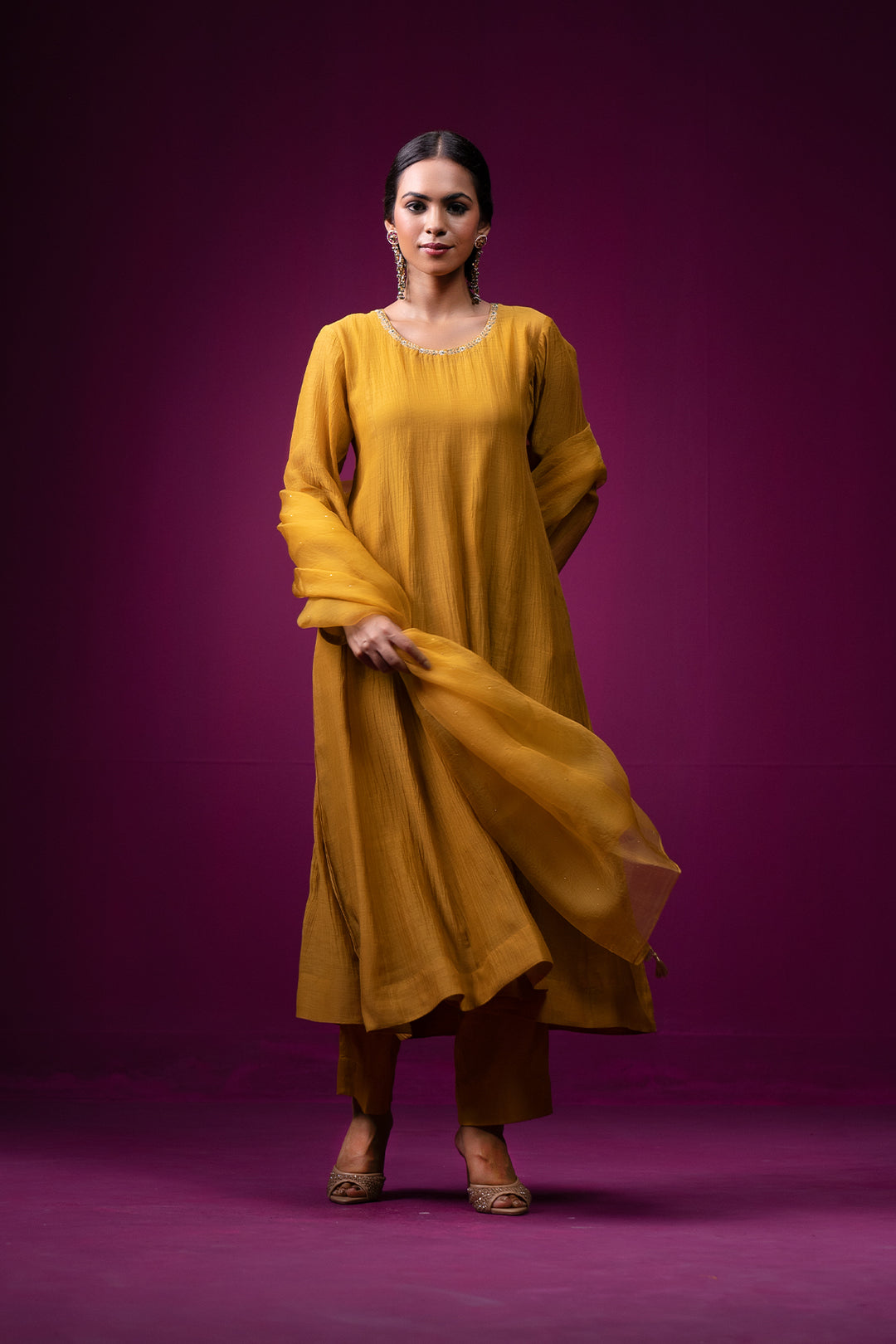 Nooran Anarkali Hand Embroidered Kajri Anarkali Set - Set of 2