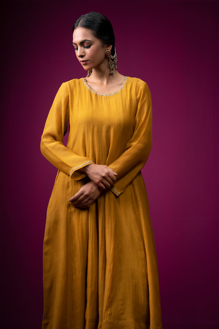 Nooran Anarkali Hand Embroidered Kajri Anarkali Set - Set of 2