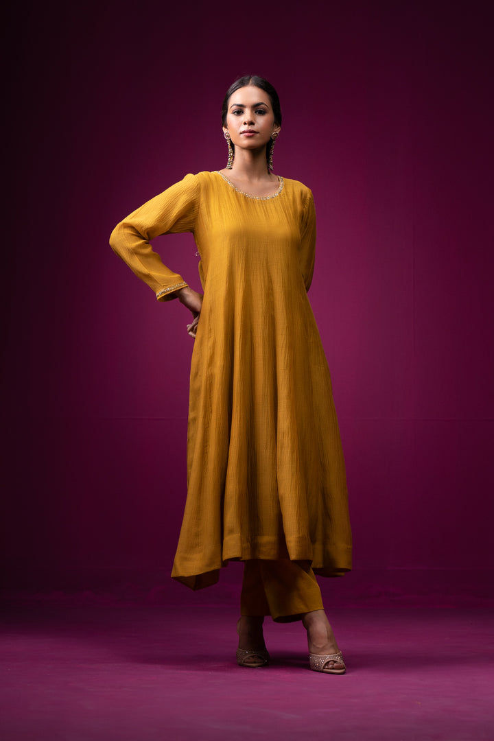 Nooran Anarkali Hand Embroidered Kajri Anarkali Set - Set of 2