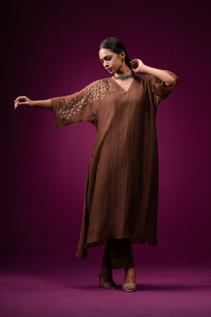 Naazneen Hand embrodidered Kajri choga set - Set of 2