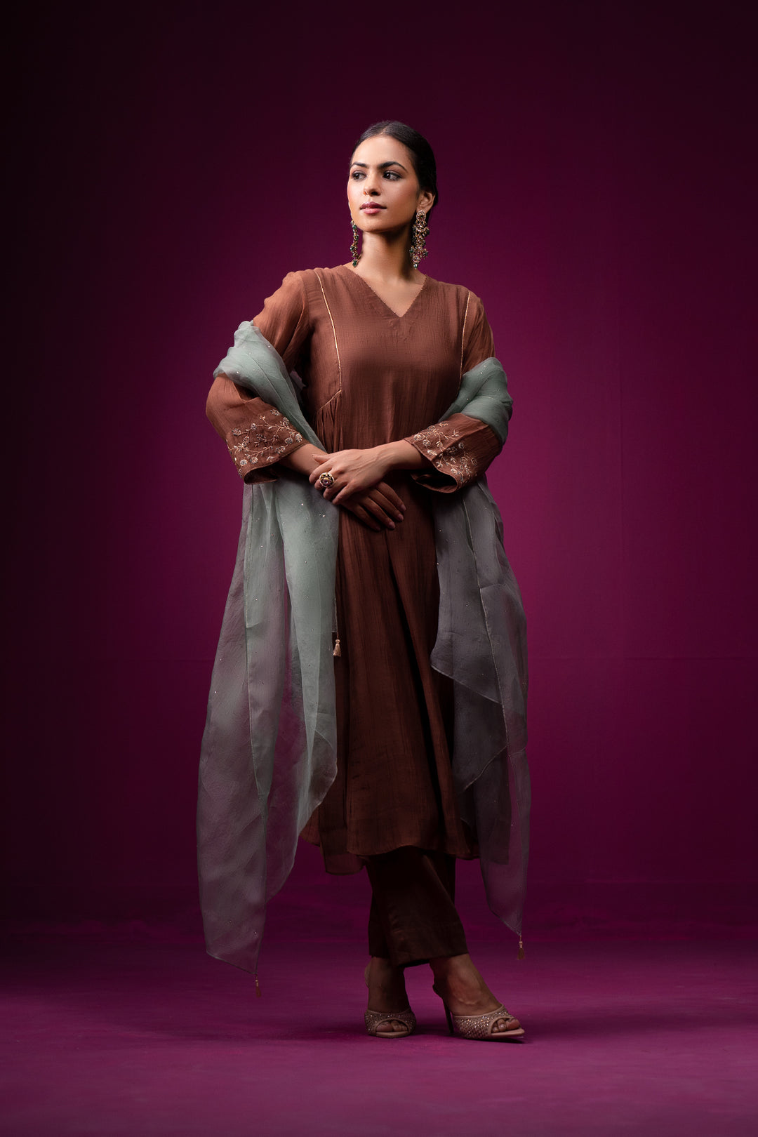 Ghazal  Hand embroidered Kajri Kurta Set - Set of 2