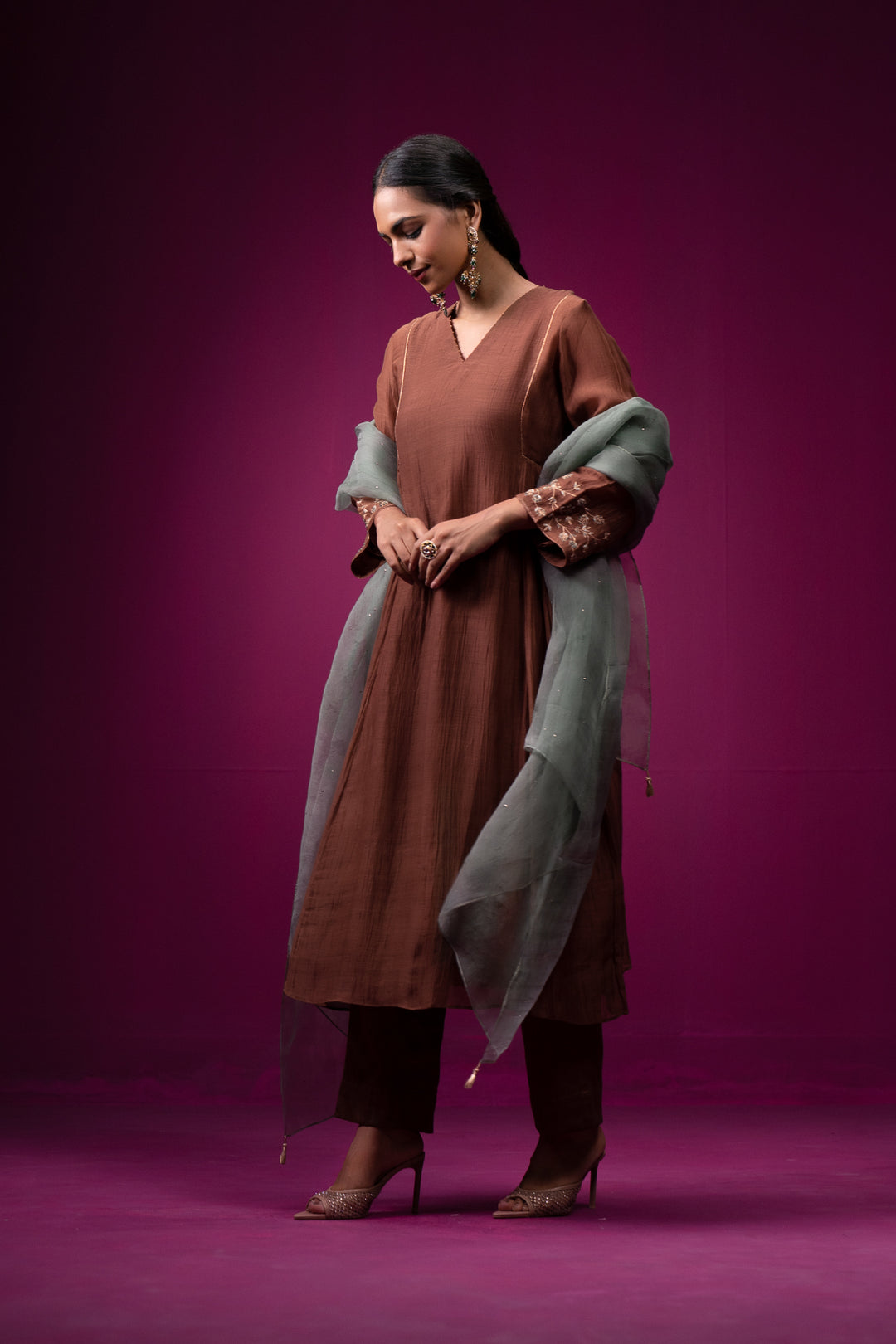 Ghazal  Hand embroidered Kajri Kurta Set - Set of 2