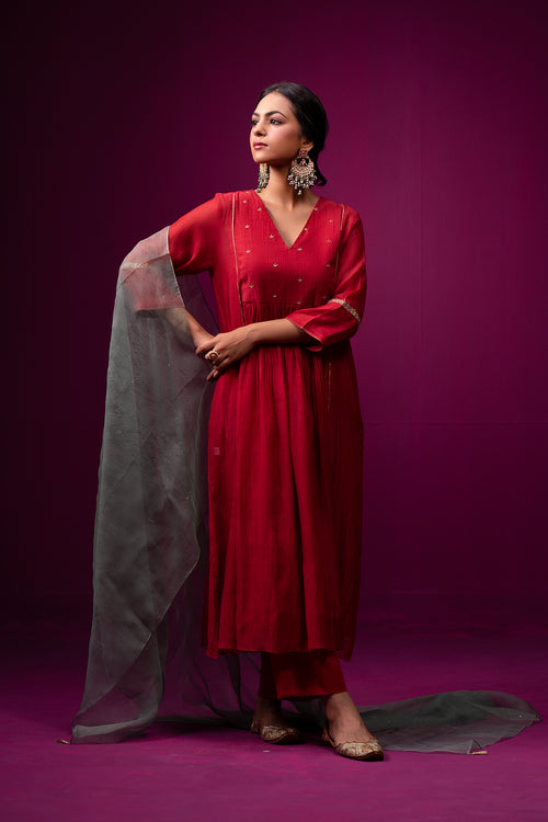 Gulnaar Hand Embroidered Kajri Kurta Set