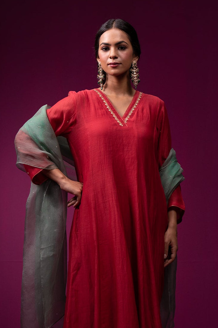 Gauhar Kalidar Hand Embroidered Kajri Kurta Set-Set of 2