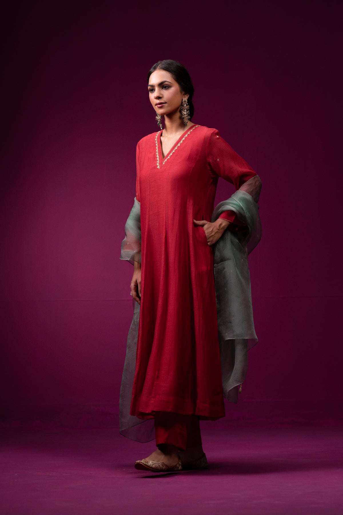 Gauhar Kalidar Hand Embroidered Kajri Kurta Set-Set of 2