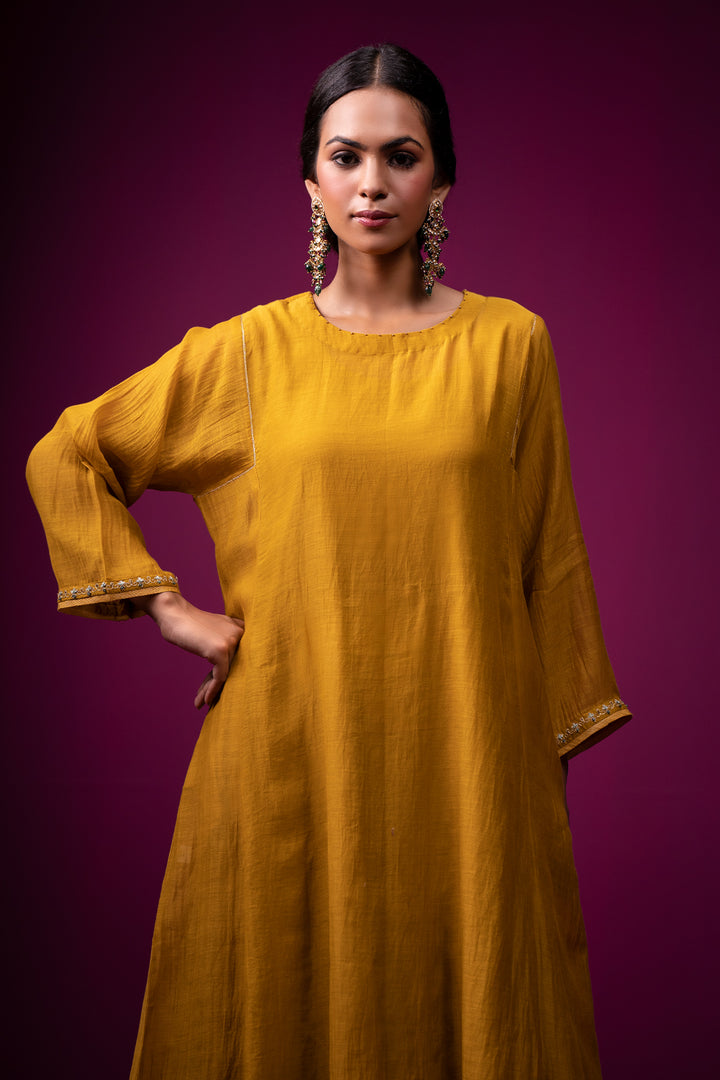 Basanti Zari Hand Embroidered Kajri Choga Set- Set of 2