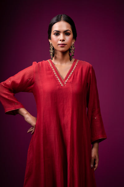 Gauhar Kalidar Hand Embroidered Kajri Kurta Set-Set of 2