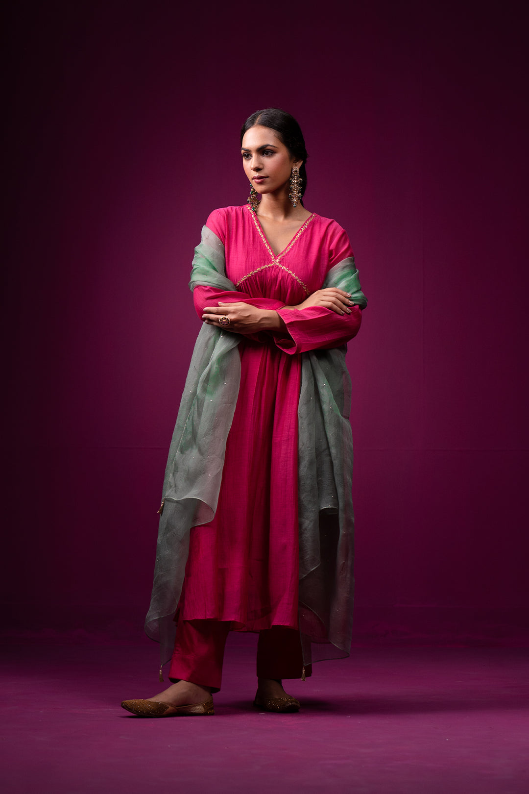 Ruhaani Pink Hand Embroidered Kajri Kurta Set - Set of 2