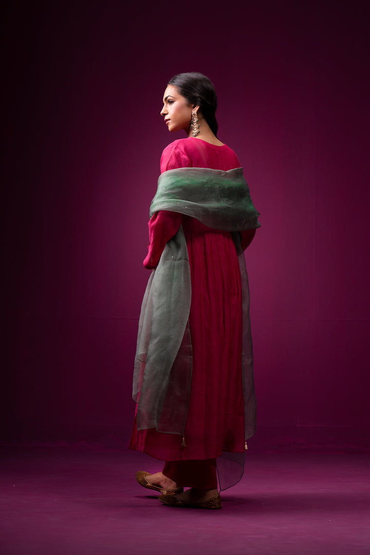 Ruhaani Pink Hand Embroidered Kajri Kurta Set - Set of 2