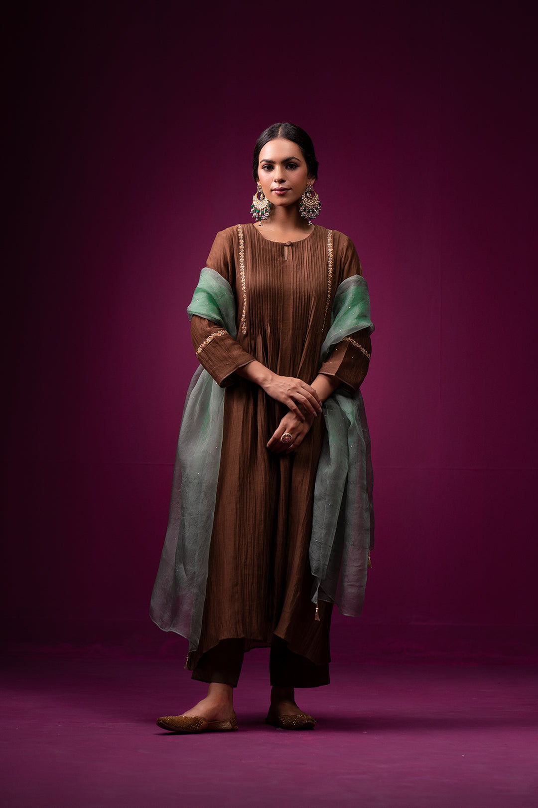 Khwaab Front Gather Hand Embrodeired Kajri kurta set- Set of 2