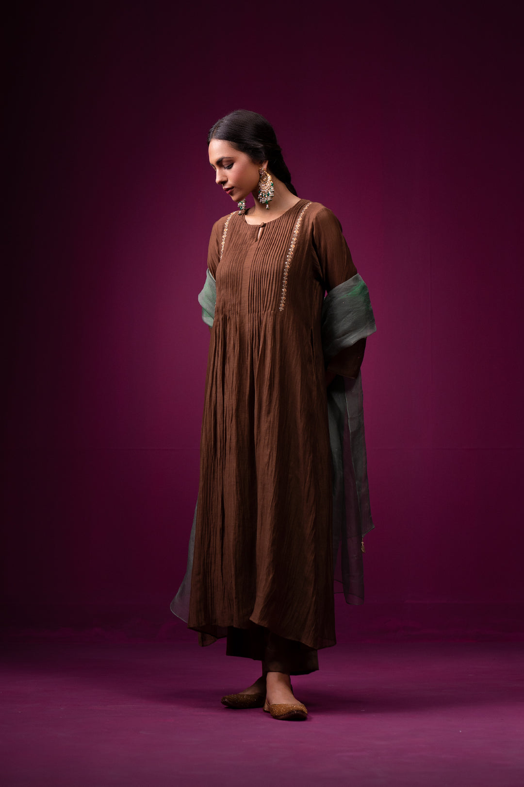 Khwaab Front Gather Hand Embrodeired Kajri kurta set- Set of 2