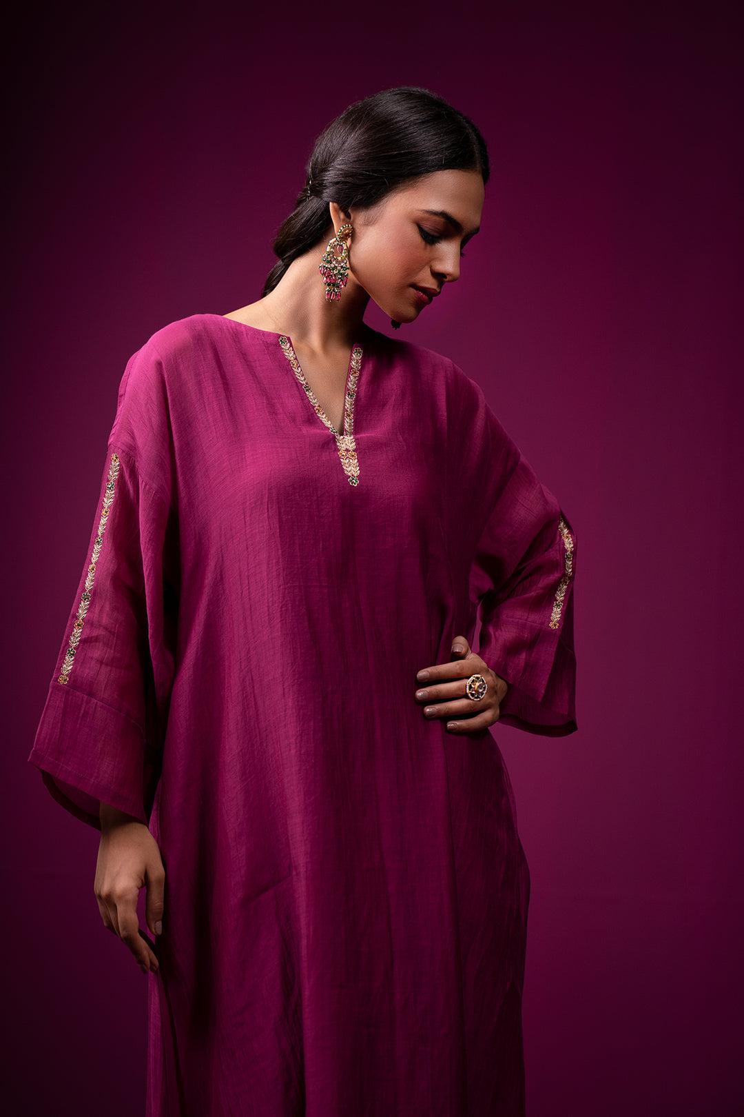 Zamrozi Hand Embroidered Kajri Choga set- Set of 2