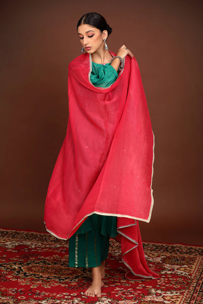 Solid Green Chanderi Suit Set