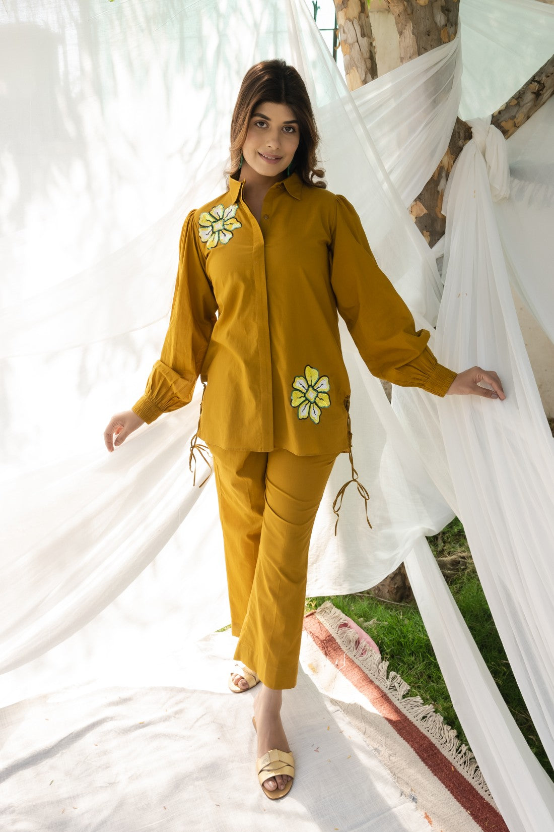 Mustard Hand Embroidered Statement Coord Set