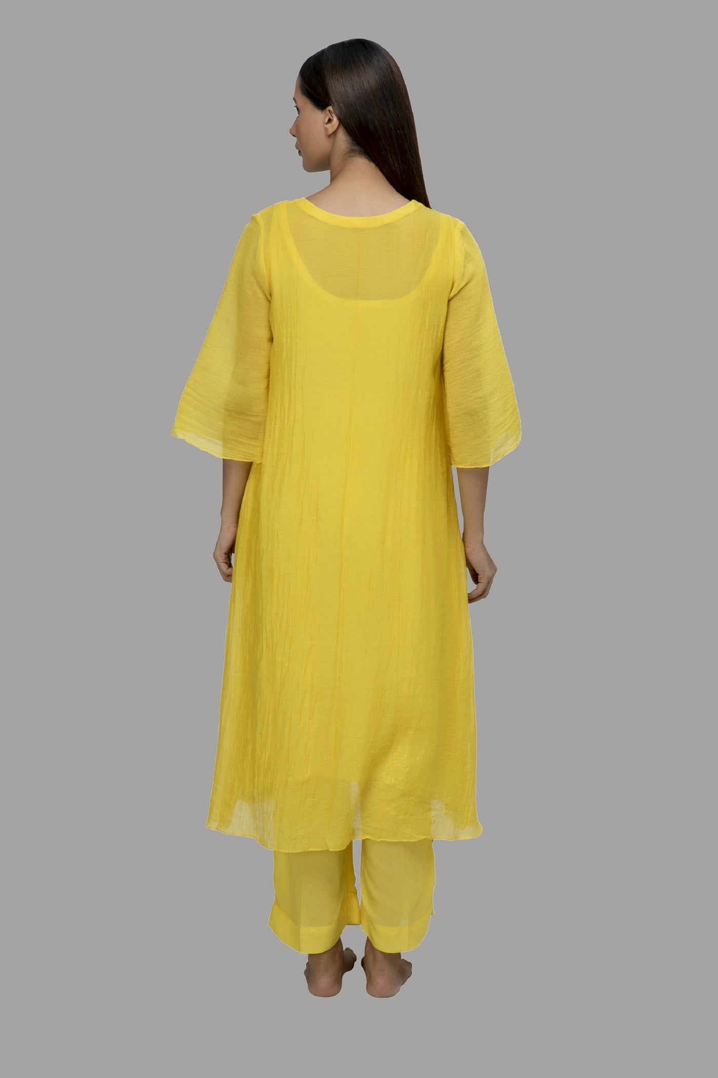 Yellow Shell Chanderi Kurta Set