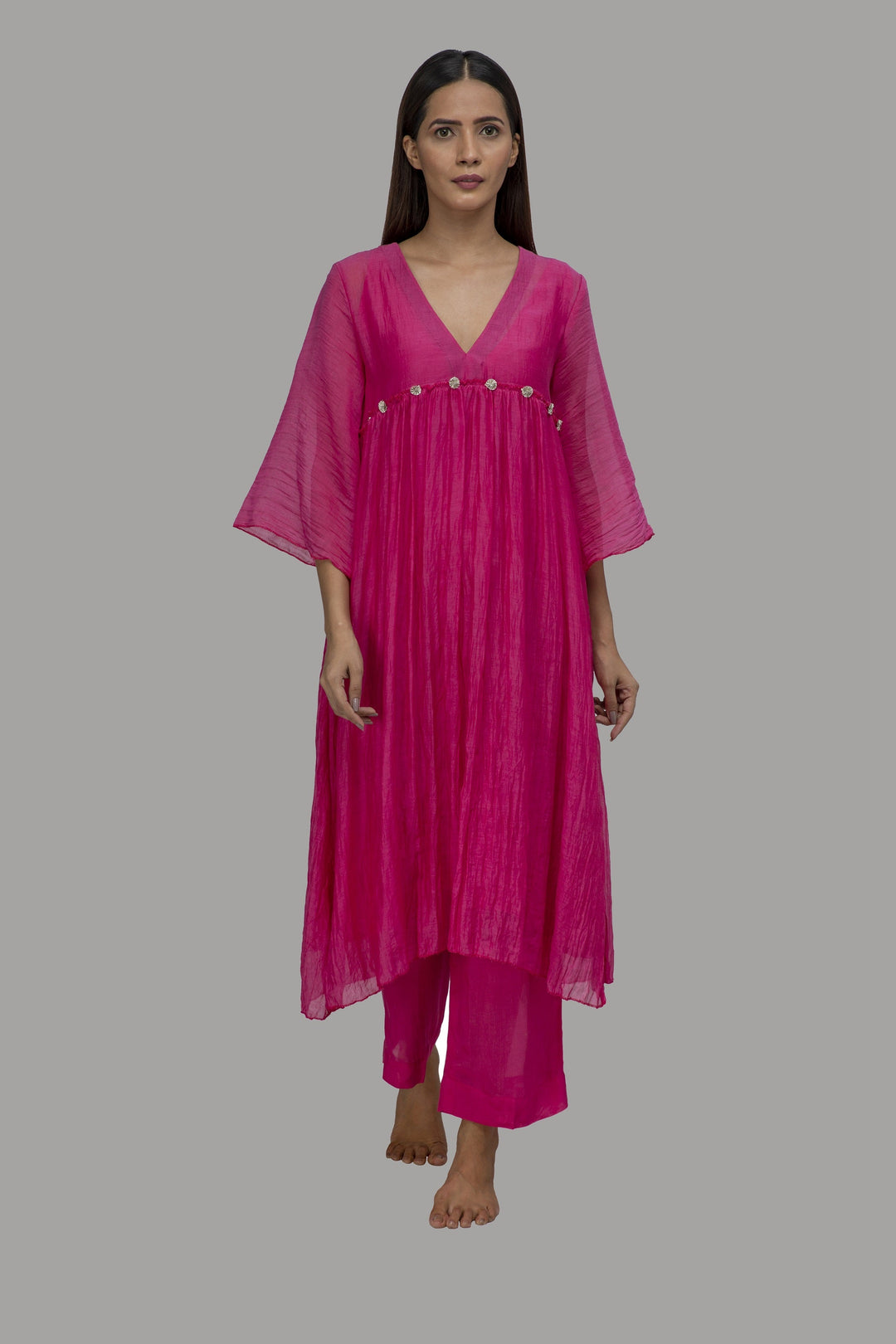 Magenta Pink Gota Kurta Set - Set of 3