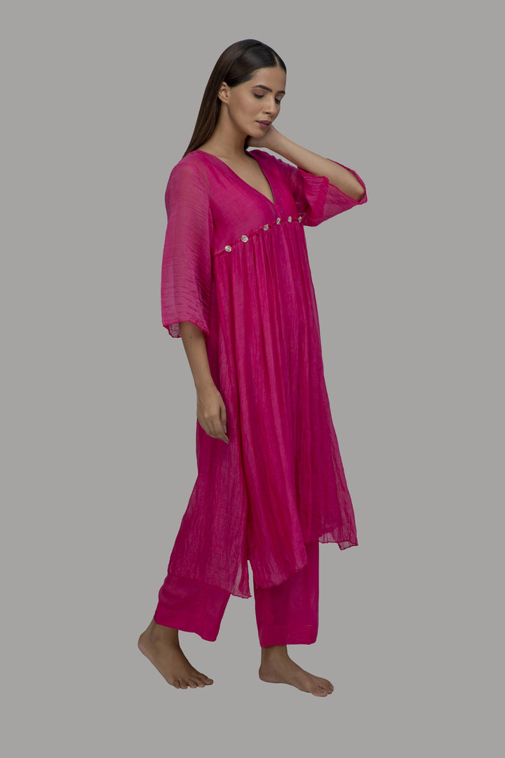 Magenta Pink Gota Kurta Set - Set of 3