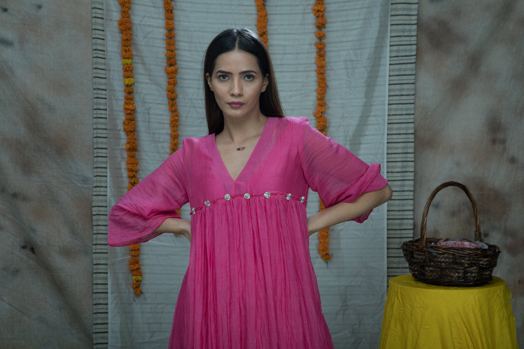 Magenta Pink Gota Kurta Set - Set of 3