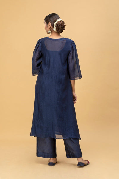 Blue bubble chanderi Kurta Set