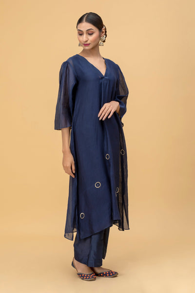 Blue bubble chanderi Kurta Set