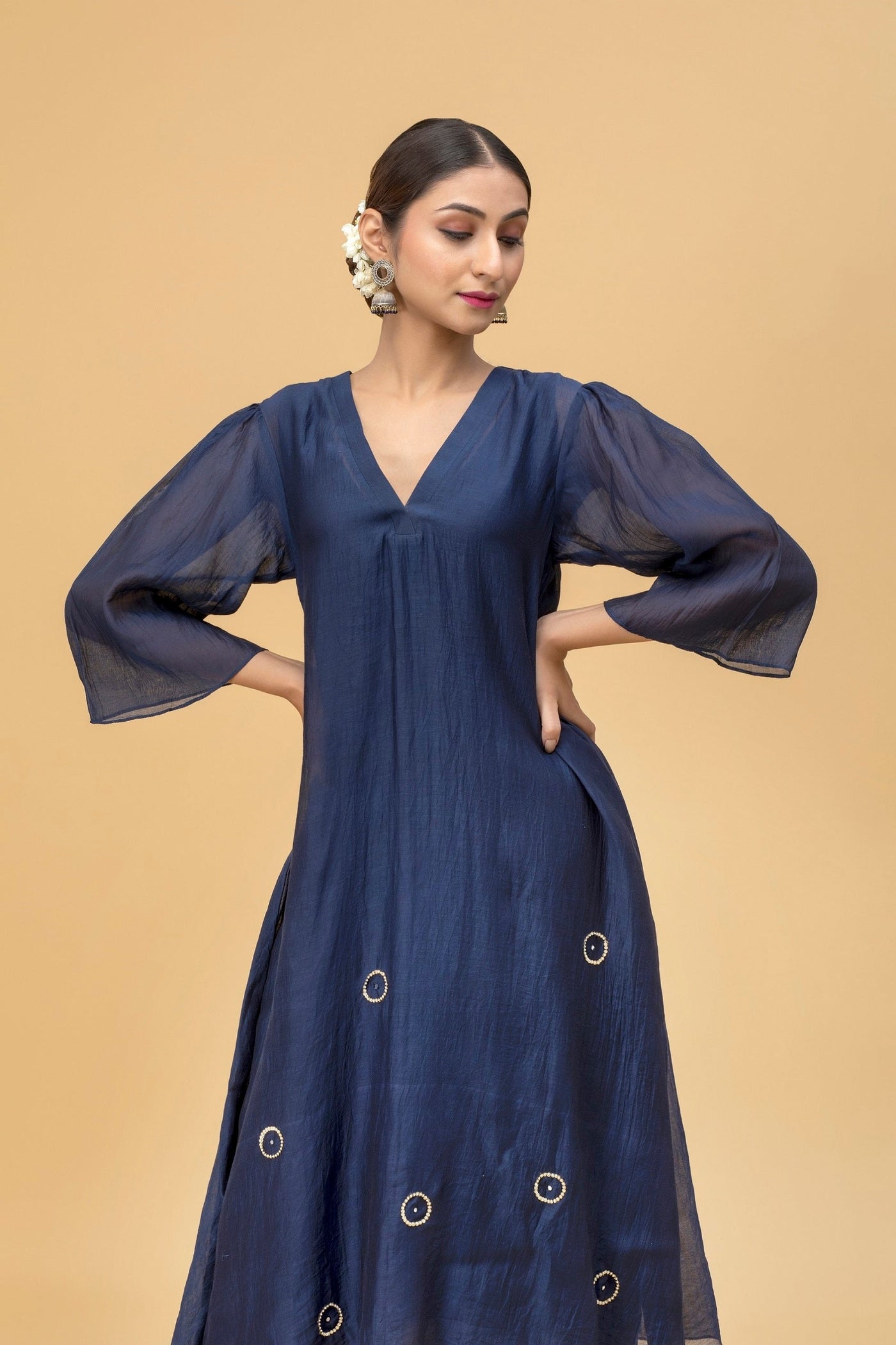 Blue bubble chanderi Kurta Set