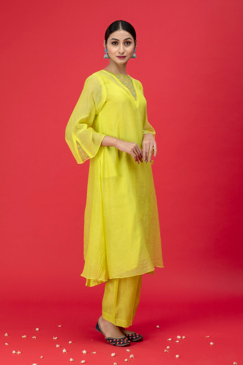 Neon Yellow Poppy Suit Set