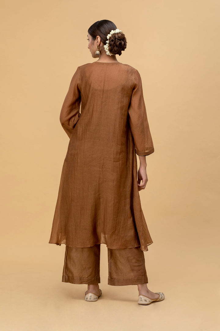 Copper Amber Chanderi Kurta Set