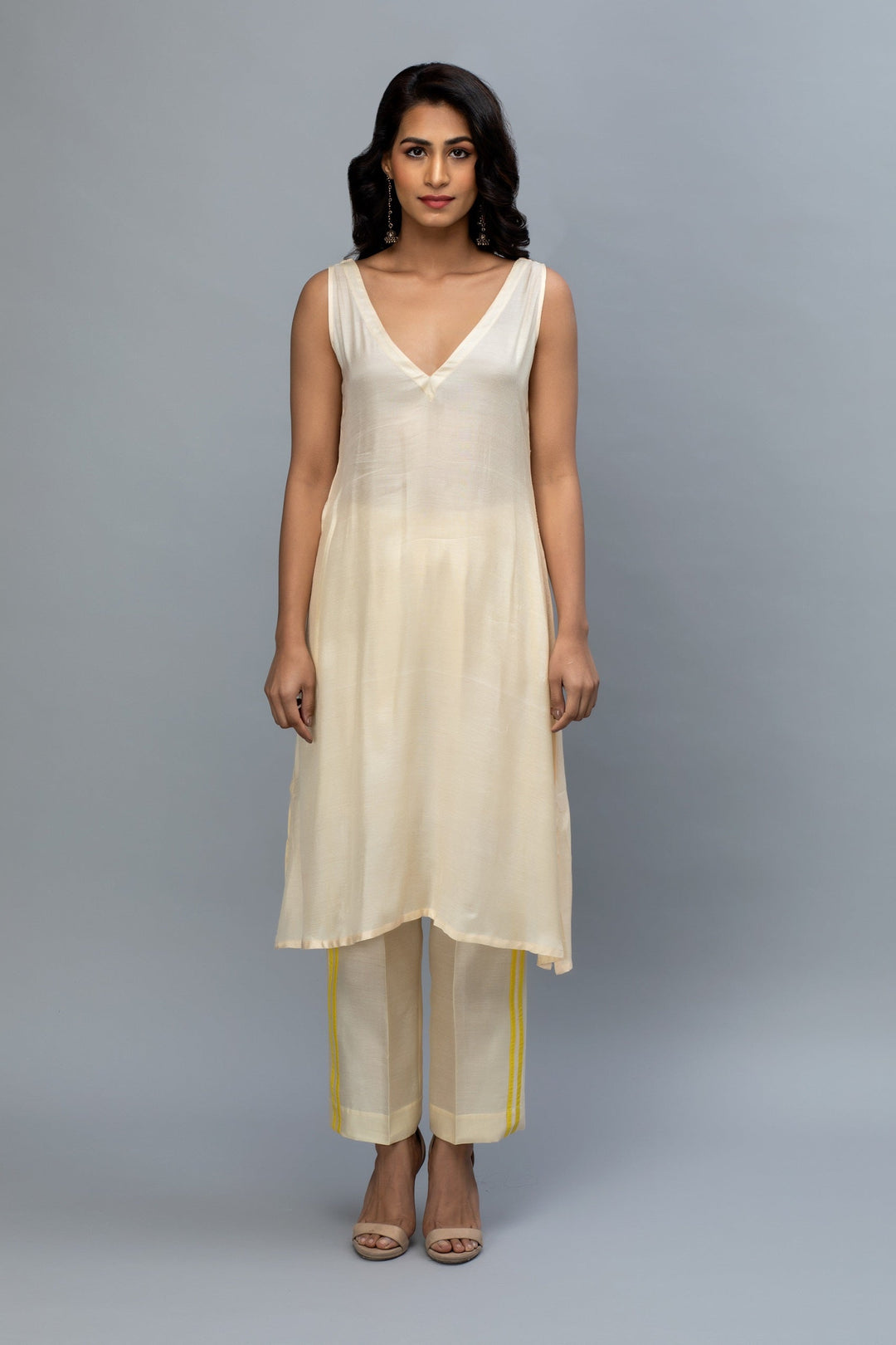 offwhite Yellow hand embroidered suit set