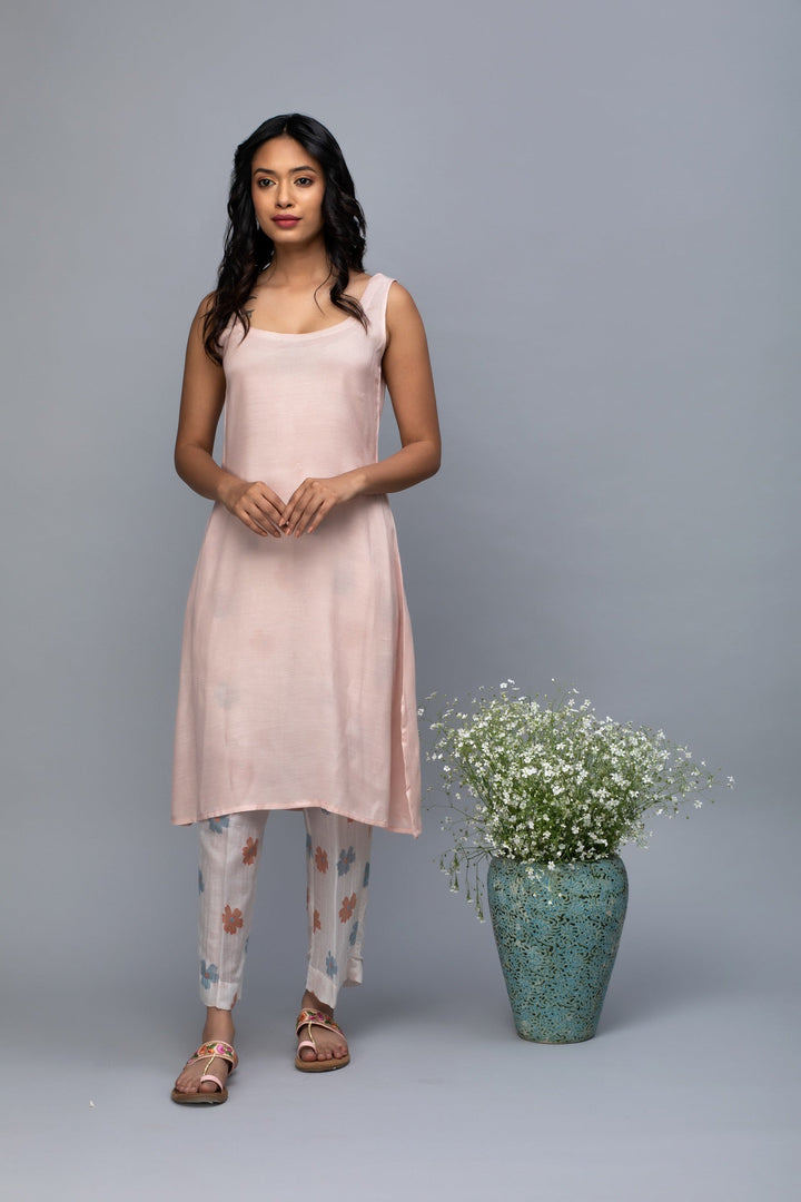 Peach blue printed Kurta Set