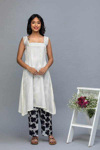Black and White Patch Work Chanderi Suit Set
