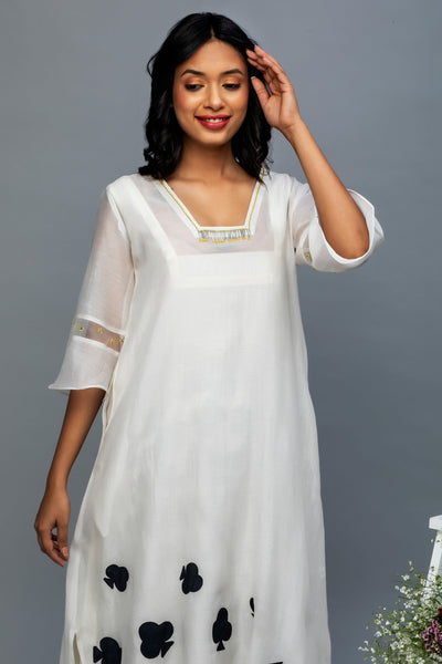 Black and White Patch Work Chanderi Suit Set