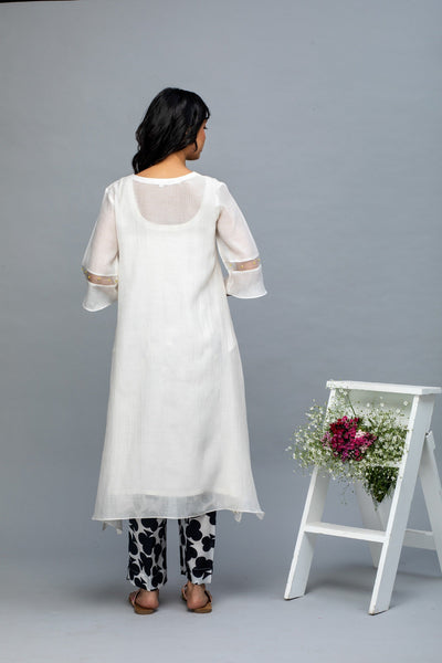 Black and White Patch Work Chanderi Suit Set