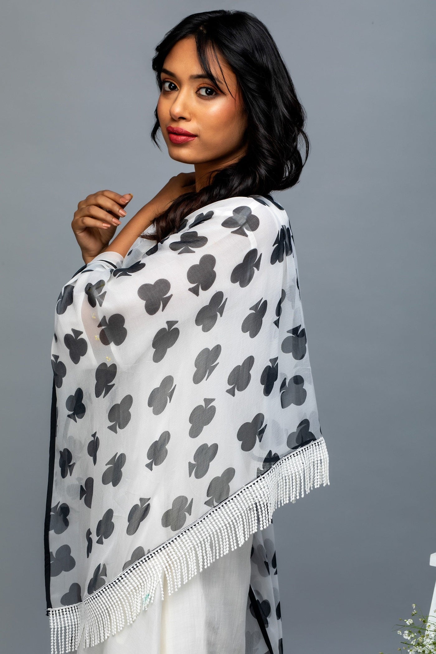 Black and White Patch Work Chanderi Suit Set