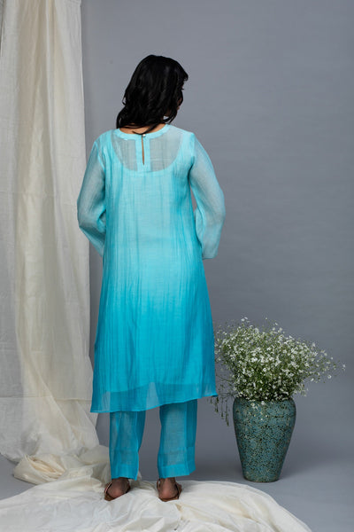 Maximum Blue Ombre Chanderi Kurta Set