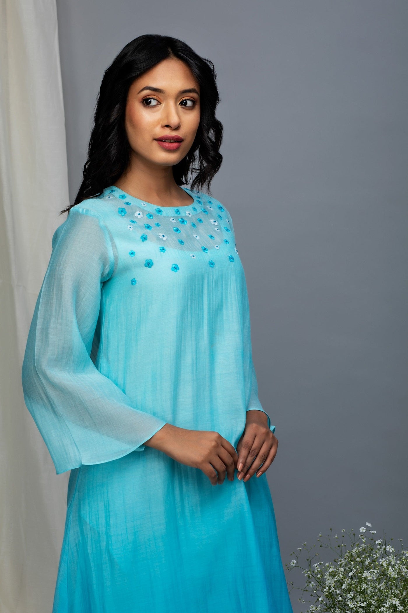 Maximum Blue Ombre Chanderi Kurta Set