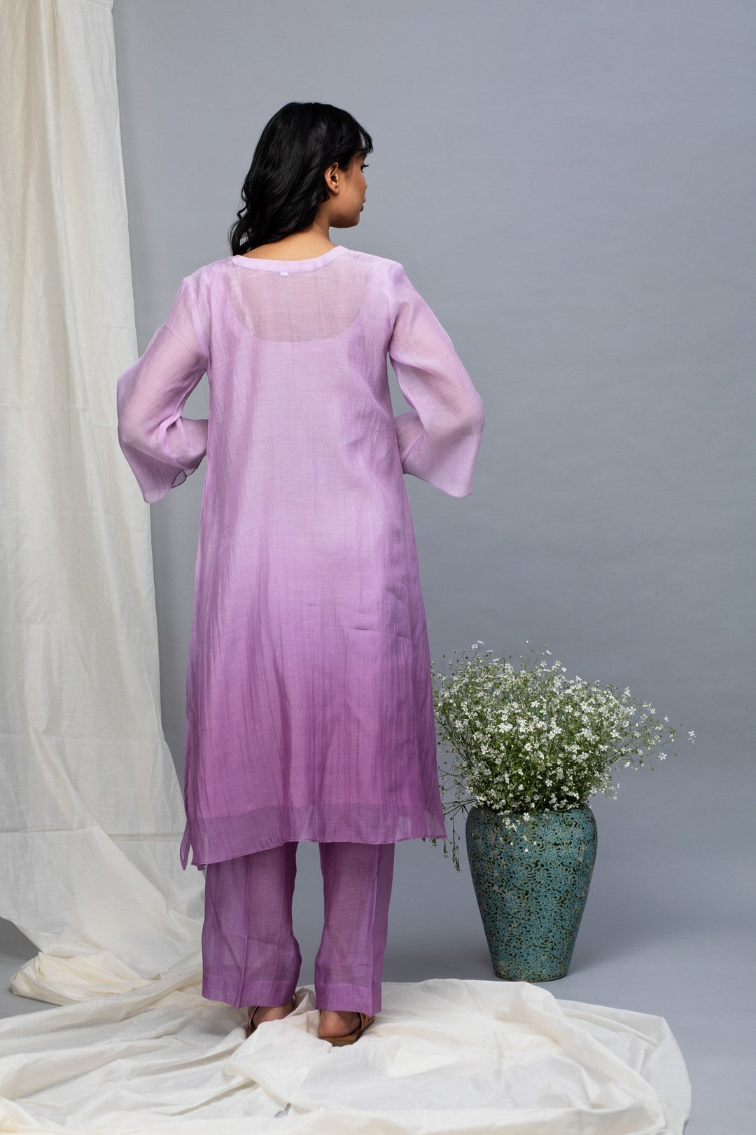 Purple ombre chanderi suit set