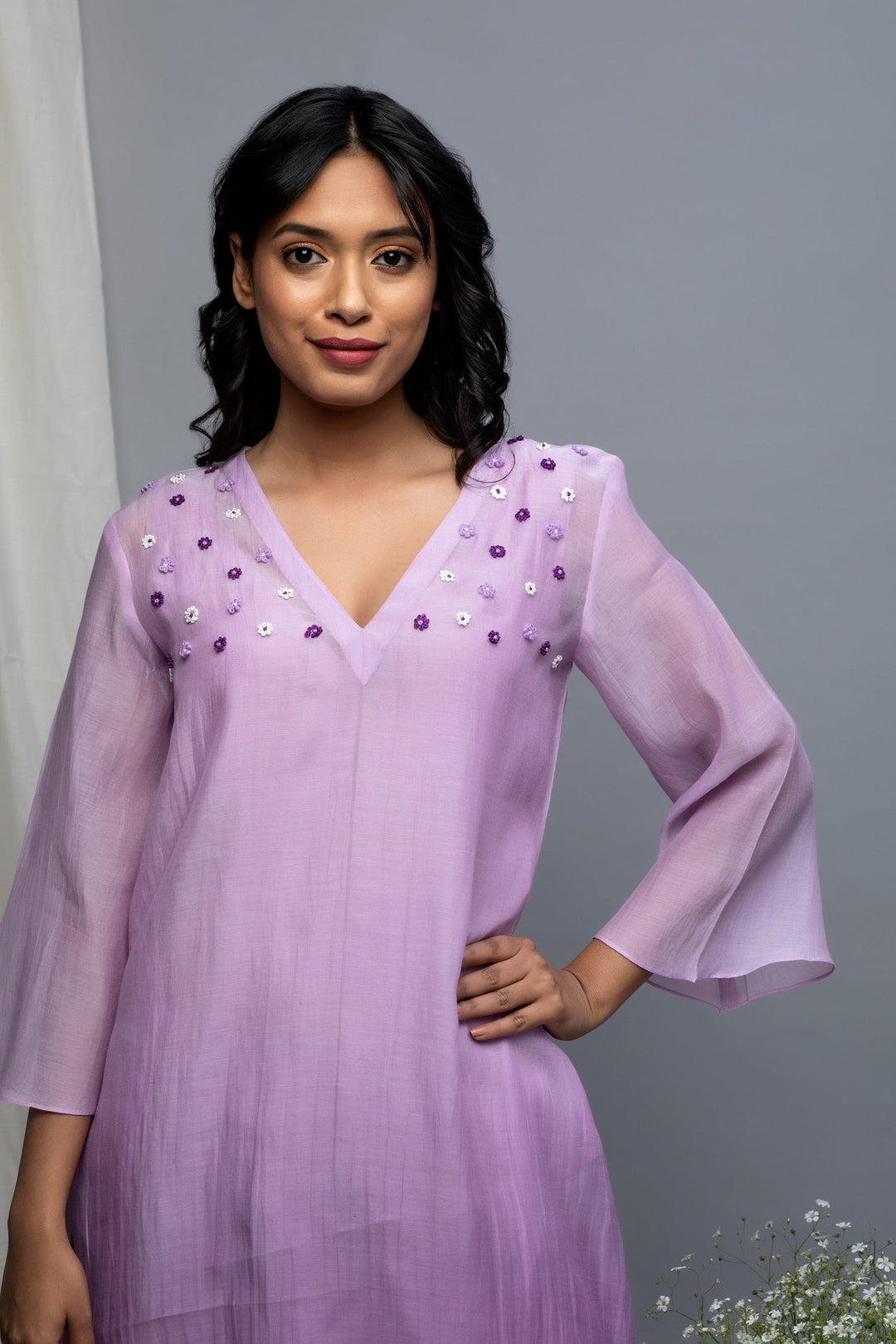 Purple ombre chanderi suit set