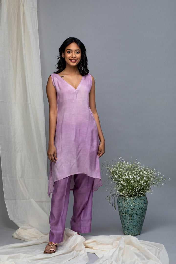 Purple ombre chanderi suit set