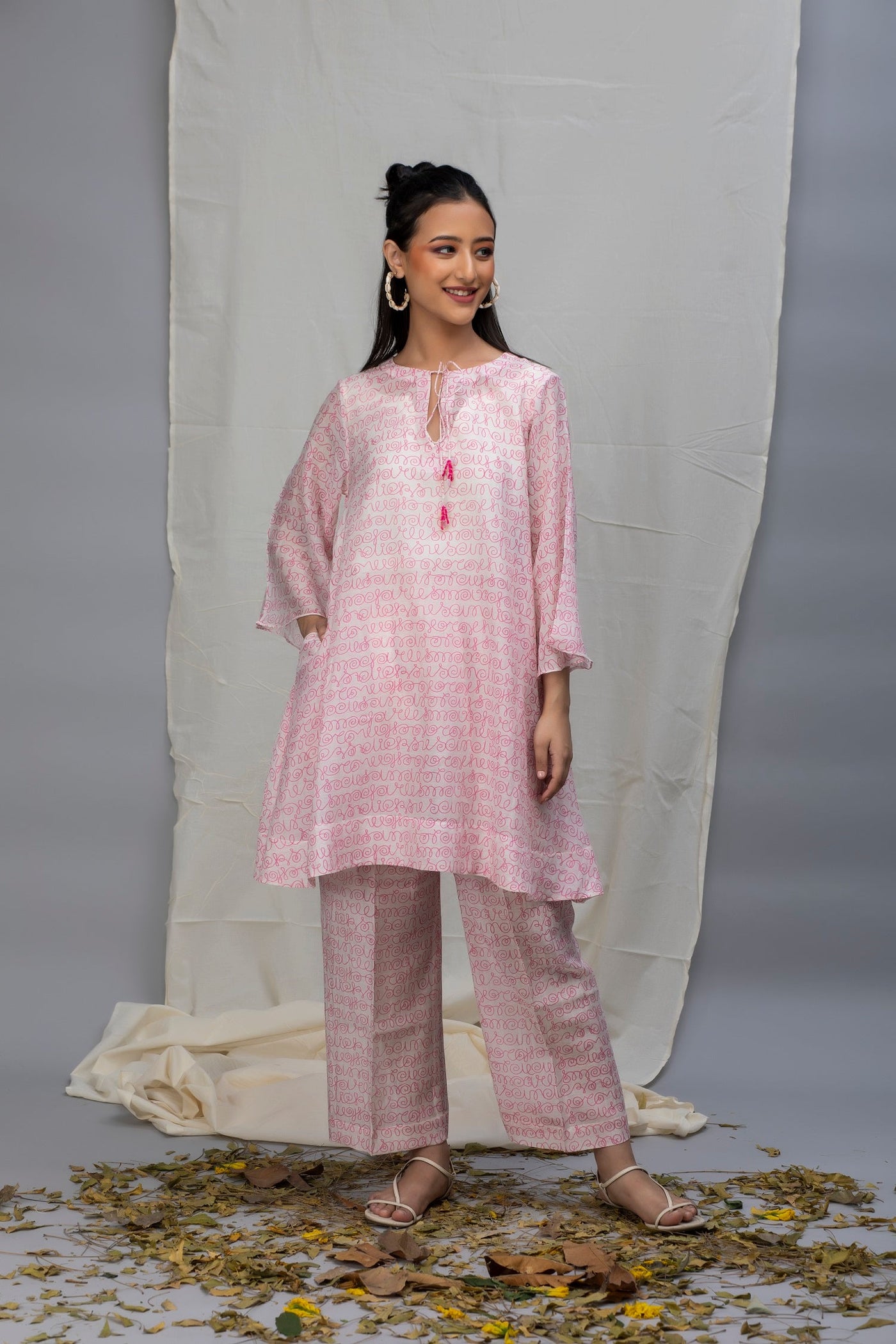 Azalia Pink Printed Chanderi Coord Set