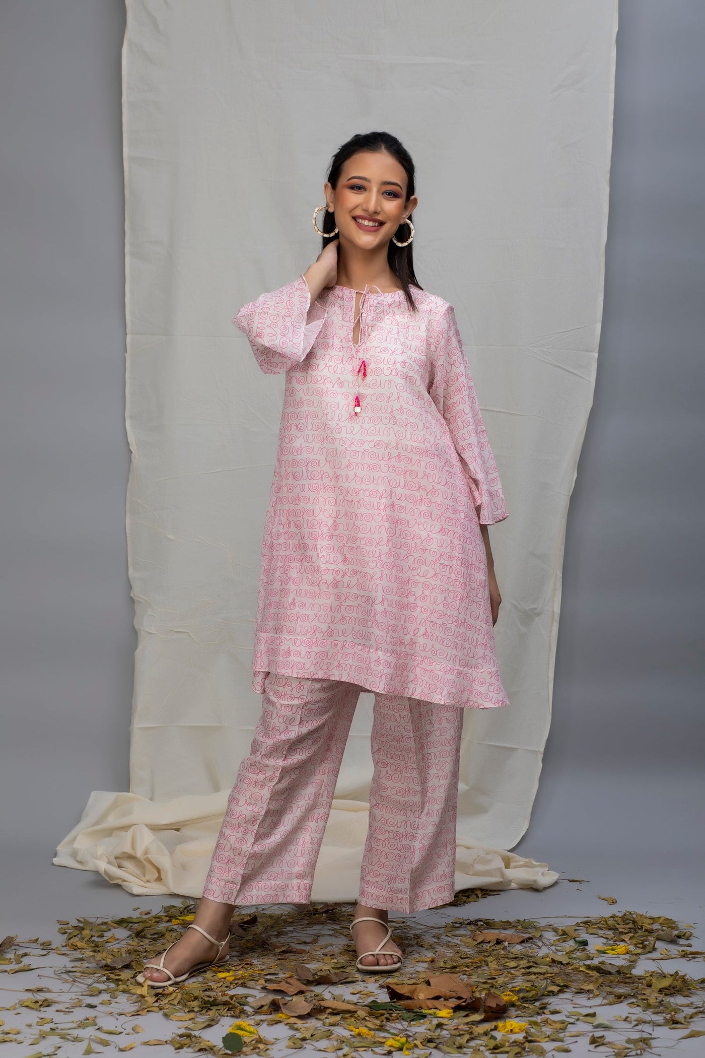 Azalia Pink Printed Chanderi Coord Set