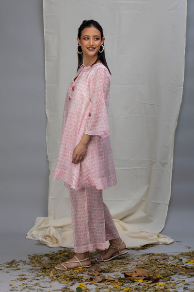 Azalia Pink Printed Chanderi Coord Set