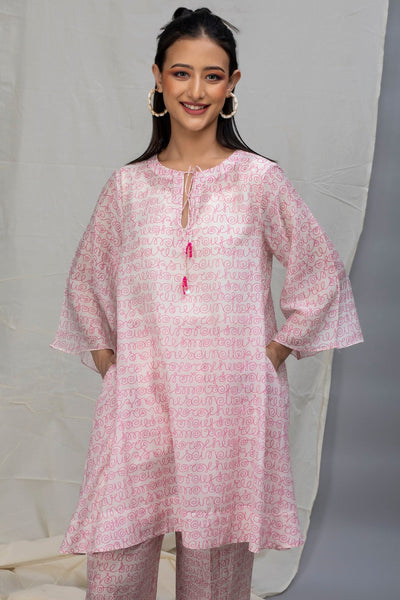 Azalia Pink Printed Chanderi Coord Set